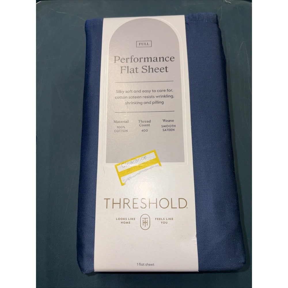 Full 400 Thread Count Performance Flat Sheet Metallic Blue - Threshold: Cotton